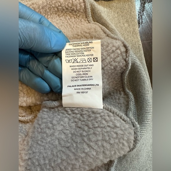 NWT 2023 PALACE FACEMASK SHEARLING THERMAL ZIP HOODIE GREY SZ. SMALL - Picture 9 of 16